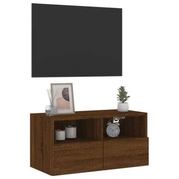 TV Wall Cabinet Brown Oak - Stylish Floating Unit 60x30 cm