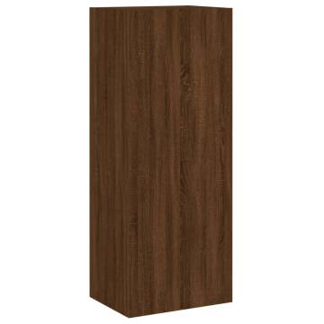 Brown Oak TV Wall Cabinet - Space-Saving & Stylish Design