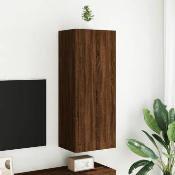 Brown Oak TV Wall Cabinet - Space-Saving & Stylish Design