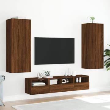 Brown Oak TV Wall Cabinet - Space-Saving & Stylish Design