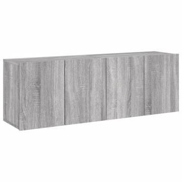 Stylish Grey Sonoma Wall-Mounted TV Cabinets - 2 pcs Set