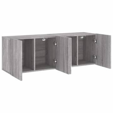 Stylish Grey Sonoma Wall-Mounted TV Cabinets - 2 pcs Set