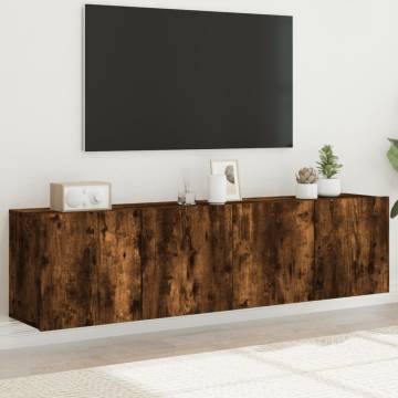 Stylish Wall-Mounted TV Cabinets - Smoked Oak - 2 pcs