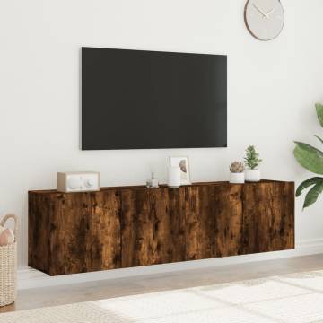 Stylish Wall-Mounted TV Cabinets - Smoked Oak - 2 pcs