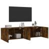 Stylish Wall-Mounted TV Cabinets - Smoked Oak - 2 pcs