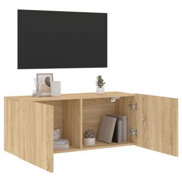 Stylish Wall-Mounted TV Cabinet in Sonoma Oak - 100x30x41 cm