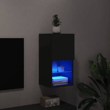 Stylish Black TV Cabinet with LED Lights | Hipomarket