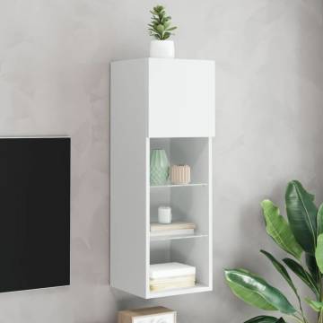 Stylish TV Cabinet with LED Lights - White 90 cm | HipoMarket