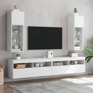 Stylish TV Cabinet with LED Lights - White 90 cm | HipoMarket