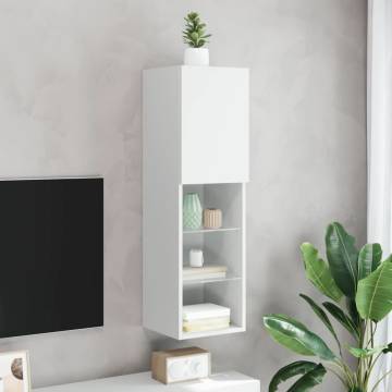 Stylish White TV Cabinet with LED Lights - 30.5x30x102 cm