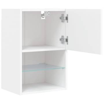 Stylish White TV Cabinet with LED Lights - 40.5x30x60 cm