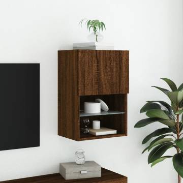 Stylish TV Cabinet with LED Lights - Brown Oak 40.5x30x60 cm