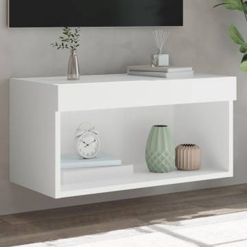 Stylish TV Cabinet with LED Lights - White 60x30x30 cm