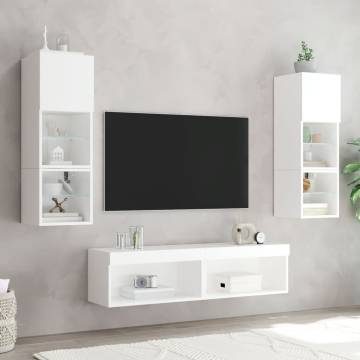 Stylish TV Cabinet with LED Lights - White 60x30x30 cm