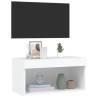 Stylish TV Cabinet with LED Lights - White 60x30x30 cm