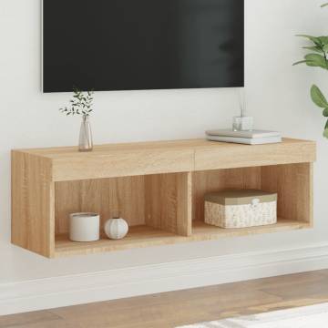 Stylish TV Cabinet with LED Lights - Sonoma Oak