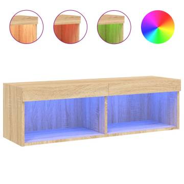 Stylish TV Cabinet with LED Lights - Sonoma Oak