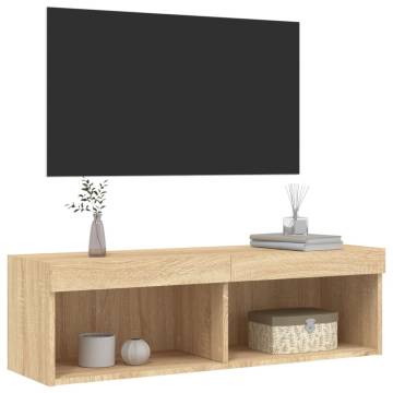 Stylish TV Cabinet with LED Lights - Sonoma Oak