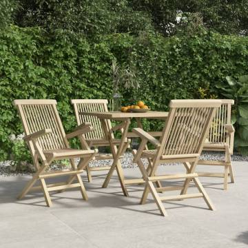 Folding Garden Chairs 4 pcs - Grey Teak - Durable & Stylish