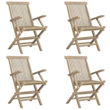 Folding Garden Chairs 4 pcs - Grey Teak - Durable & Stylish