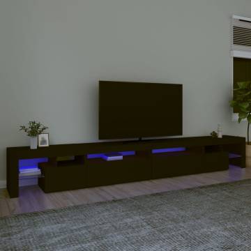 Stylish TV Cabinet with LED Lights - Black 290x36.5x40 cm