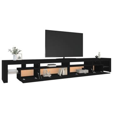 Stylish TV Cabinet with LED Lights - Black 290x36.5x40 cm