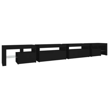 Stylish TV Cabinet with LED Lights - Black 290x36.5x40 cm