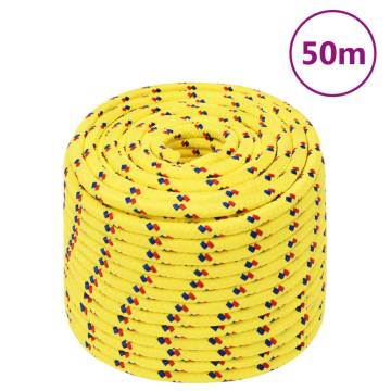 Yellow 14mm 50m Polypropylene Boat Rope - Durable & Versatile