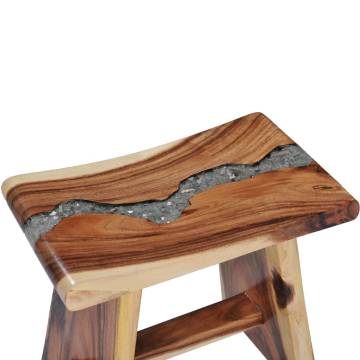 Stool Solid Suar Wood and Polyresin - Timeless Home Decor