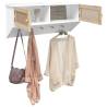 Stylish Scandinavian Wall-Mounted Coat Rack - White & Rattan