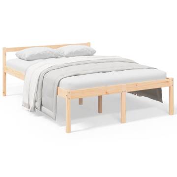 Double Bed Frame 135x190 cm | Solid Pine Wood - HipoMarket