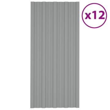 Roof Panels 12 pcs Galvanised Steel Grey 100x45 cm - Durable & Easy Fi