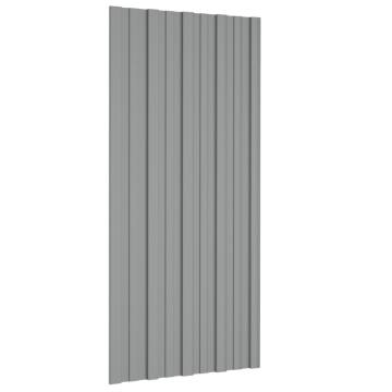 Roof Panels 12 pcs Galvanised Steel Grey 100x45 cm - Durable & Easy Fi