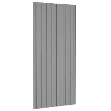 Roof Panels 12 pcs Galvanised Steel Grey 100x45 cm - Durable & Easy Fi