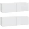 4 Piece High Gloss White TV Cabinet Set | Hipomarket