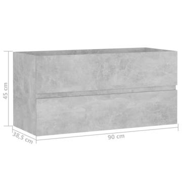 Concrete Grey Sink Cabinet - 90x38.5x45 cm | Hipo Market