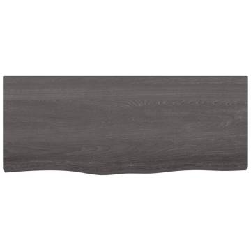 Dark Brown Bathroom Countertop - Solid Oak Wood 100x40 cm