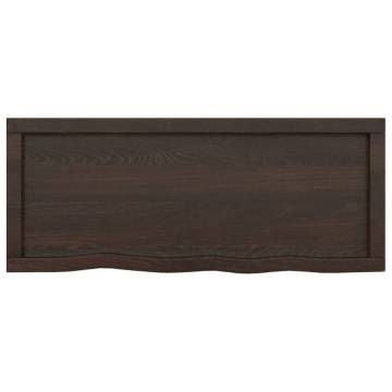 Dark Brown Bathroom Countertop - Solid Oak Wood 100x40 cm