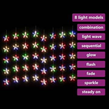 LED Star Curtain Fairy Lights - 200 Colourful 8 Function