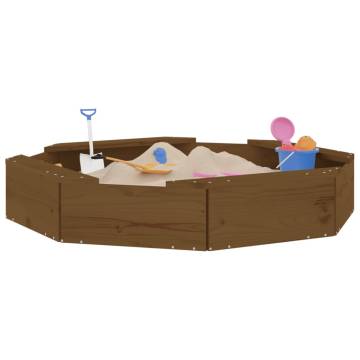 Honey Brown Octagon Sandbox with Seats - Solid Pine Wood