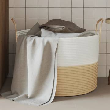 Stylish Storage Basket Beige & White - Ø51x33 cm Cotton