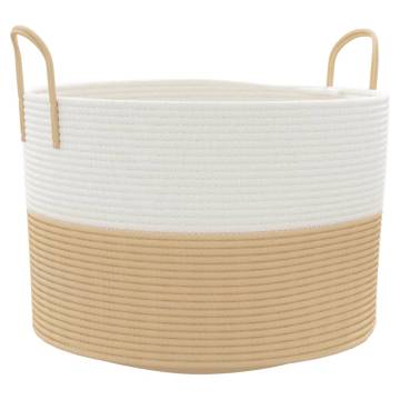 Stylish Storage Basket Beige & White - Ø51x33 cm Cotton