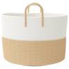 Stylish Storage Basket Beige & White - Ø51x33 cm Cotton