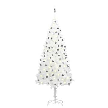 210 cm Pre-lit Artificial Christmas Tree with Ball Set - White