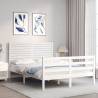 Bed Frame with Headboard White 120x200 cm - Solid Wood