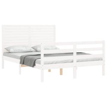 Bed Frame with Headboard White 120x200 cm - Solid Wood