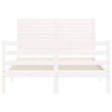 Bed Frame with Headboard White 120x200 cm - Solid Wood