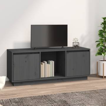 Stylish Grey TV Cabinet - Solid Pine Wood - 110.5x35x44 cm