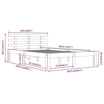 White Solid Wood Bed Frame 160x200 cm - Durable & Stylish