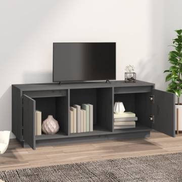 Stylish Grey TV Cabinet - Solid Pine Wood - 110.5x35x44 cm